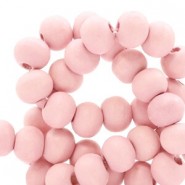 Wood beads round 6mm Light coral pink